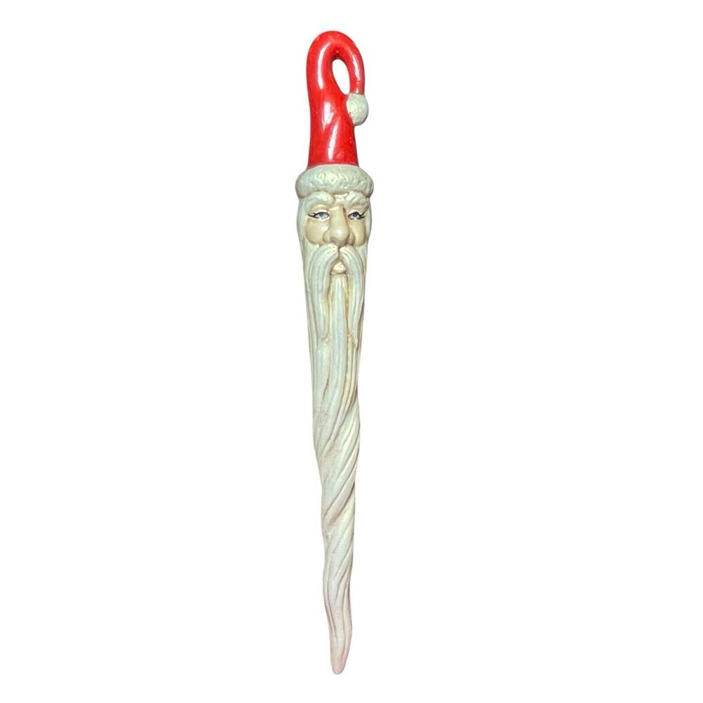 Vintage Christmas Santa‎ Claus Icicle Beard Ornament 8 inches Retro